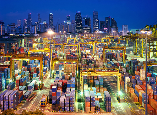 Colorful shipping crates
