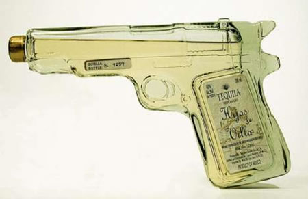 Tequila flask shaped like a handgun